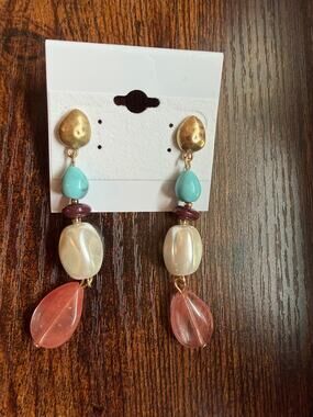 Style & Co Gold-Tone Mixed Bead Linear Drop Earrings